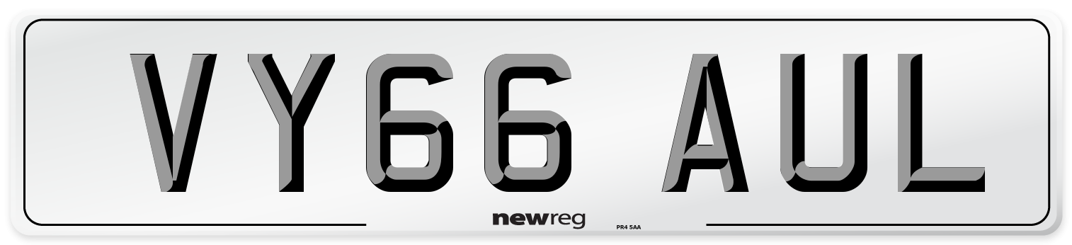 VY66 AUL Number Plate from New Reg
